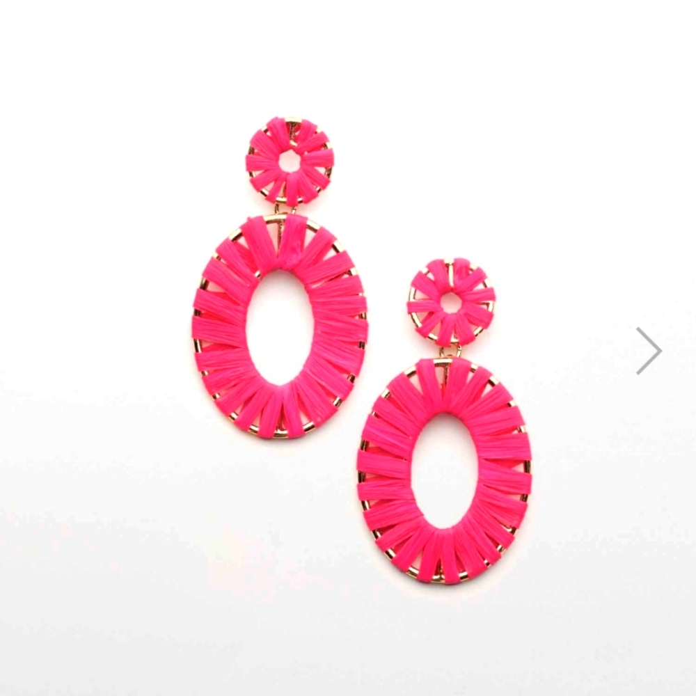 Avon Red Raffia Earrings  New